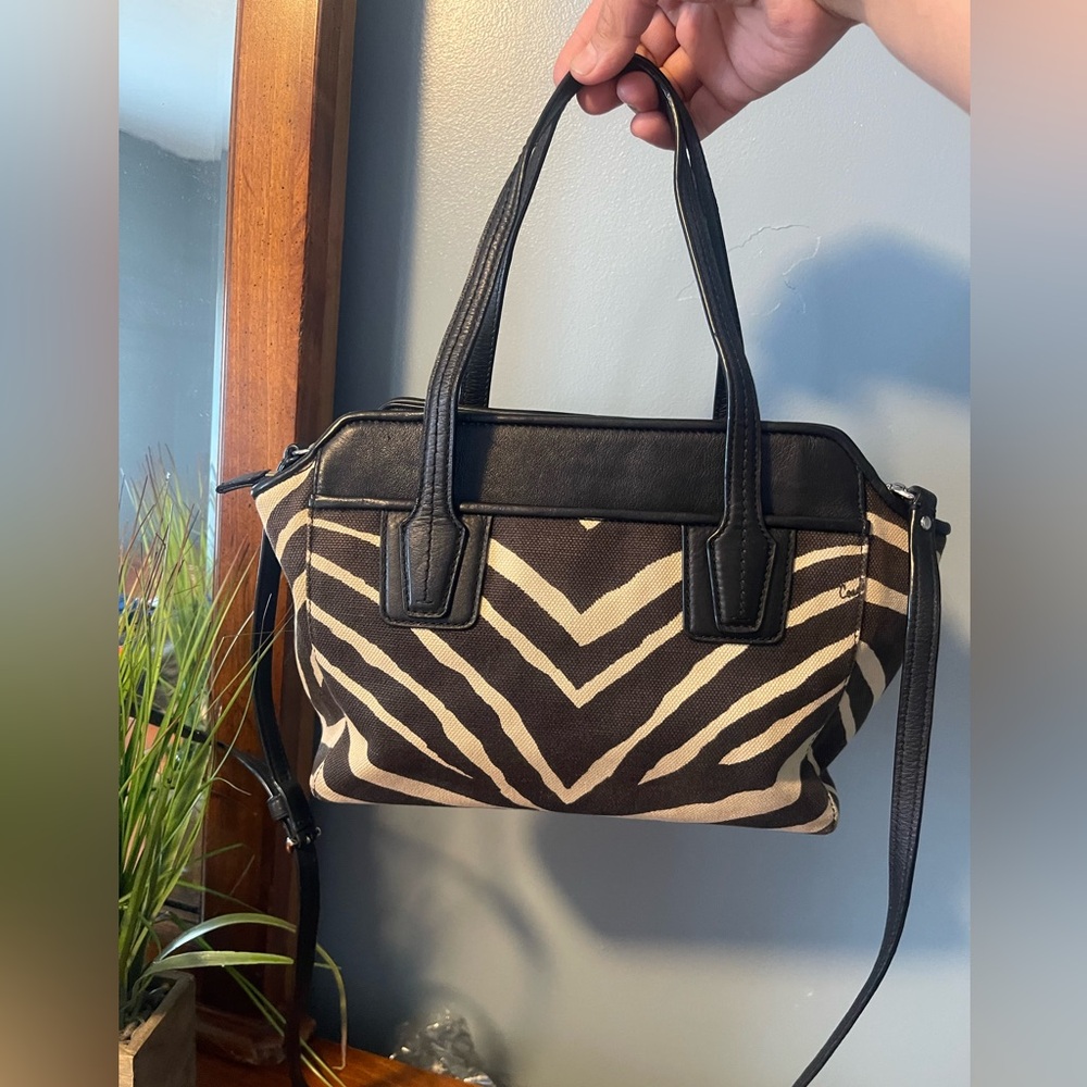 Coach Zebra Pattern Satchel in Black and Tan - Picture 2 of 8
